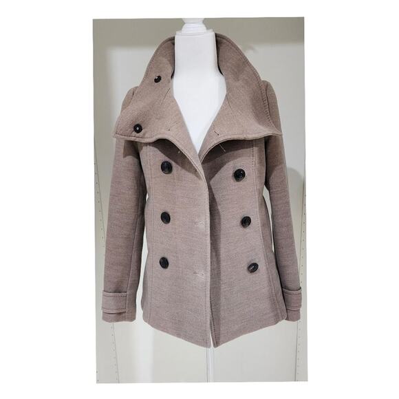 H&M Peacoat Tan Double Breasted Lined Coat Size 4 - Picture 1 of 7